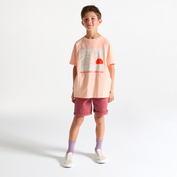 تيشيرت برتقالي فاتح للأولاد مطبوع عليه رسالة